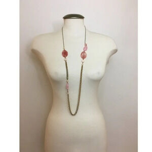 Y2K Long Pink Quartz  Necklace